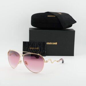Roberto Cavalli SRC090M 300K Aviator Sunglasses - Gold/Pink